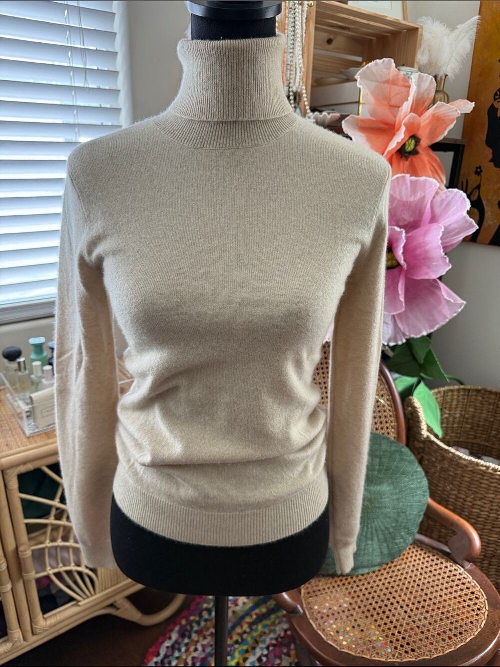 Ralph Lauren Black Label Camel Tan Cashmere Turtleneck Sweater